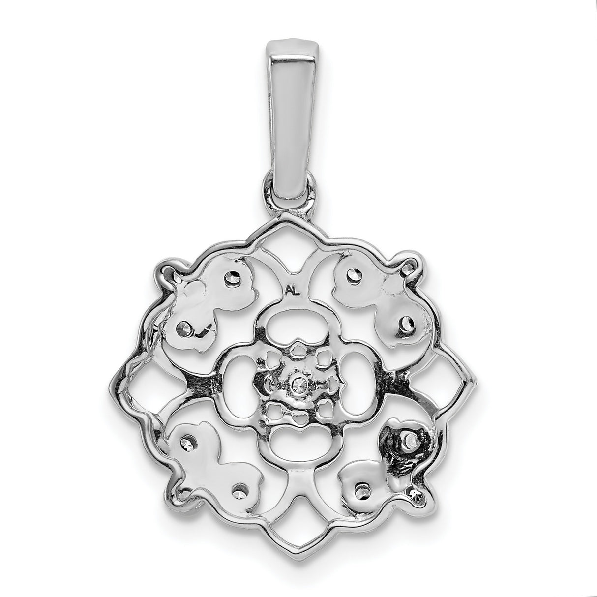 Fancy 1/15ct Diamond Vintage Charm Pendant in Real 14k White Gold