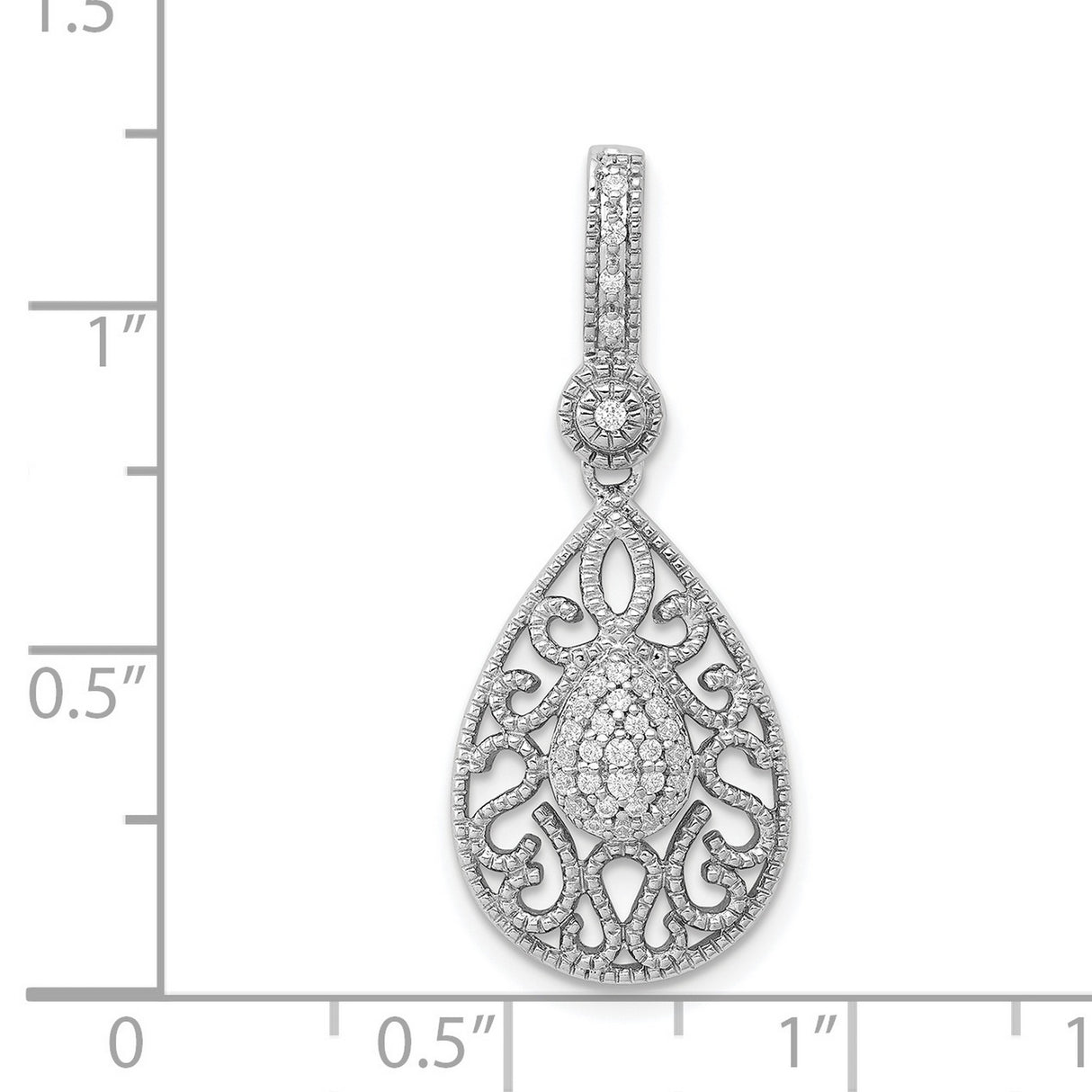 1/6ct Diamond Charm Pendant in Real 14k White Gold