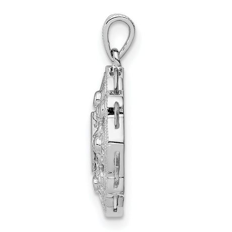 1/8ct Diamond Vintage Charm Pendant in Real 14k White Gold