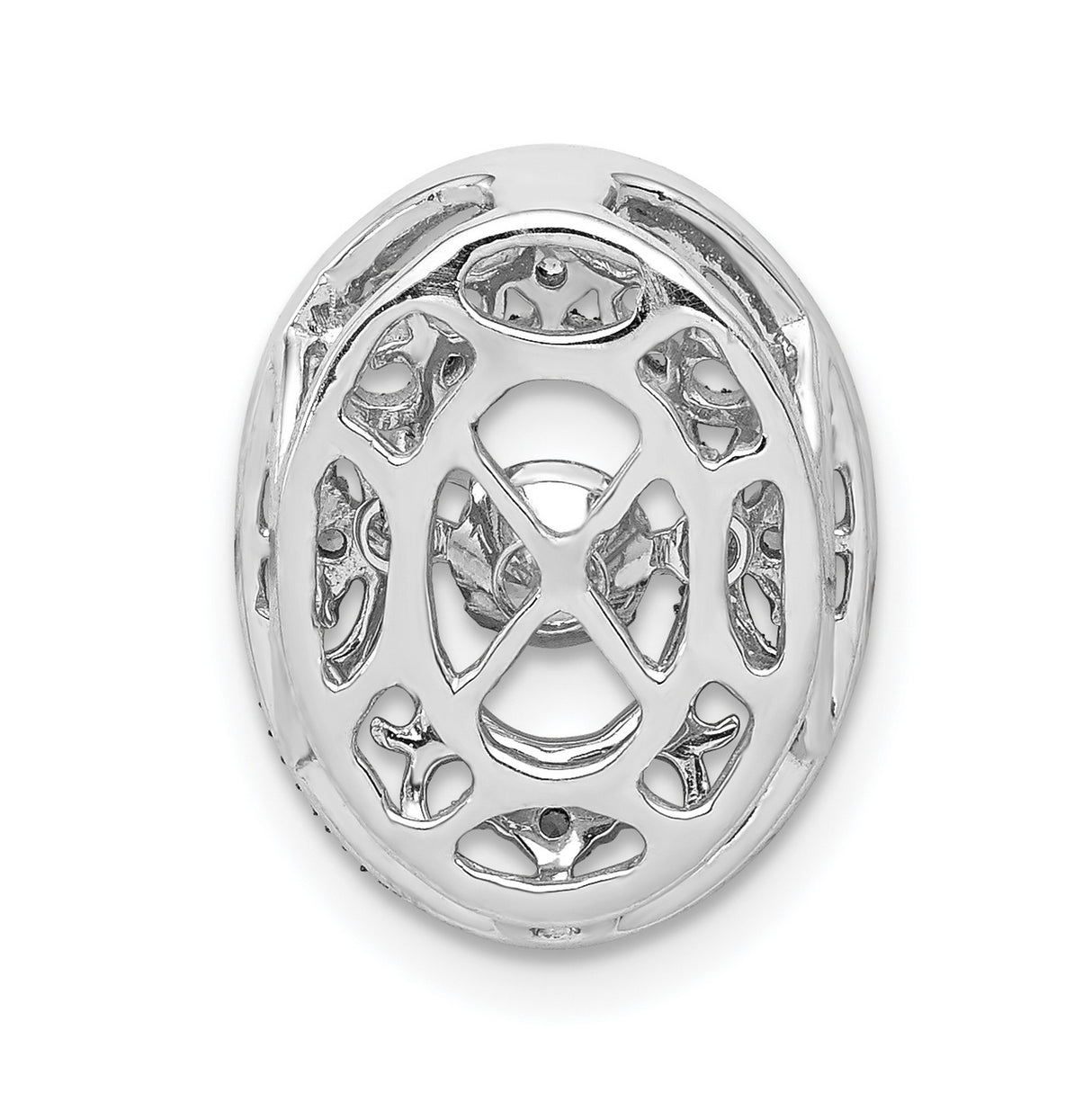 Vibrant Diamond Oval Slide Chain Slide Charm Pendant in Real 14k White Gold