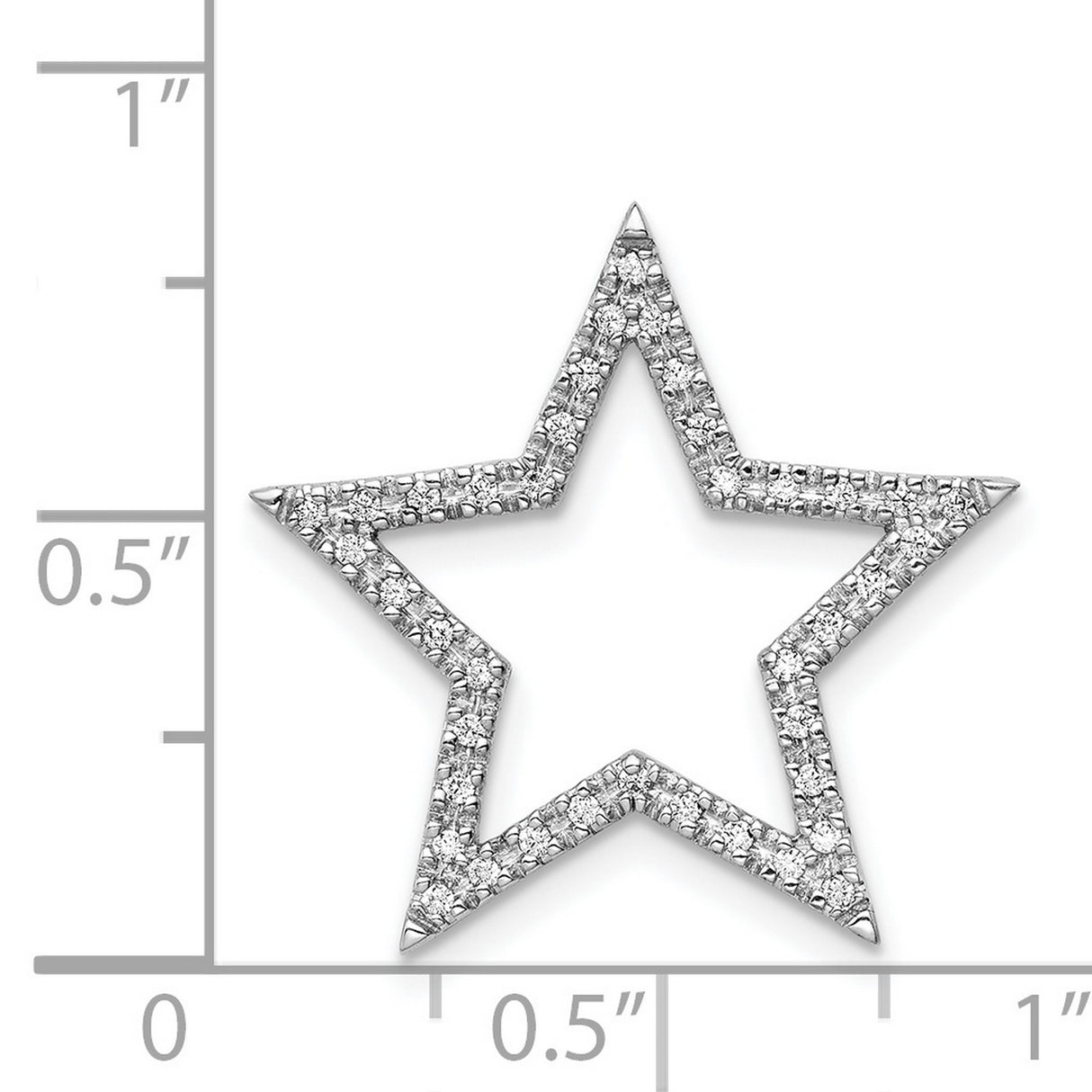 14k White Gold Diamond Star Pendant with Five-Point Hollow Design for Women