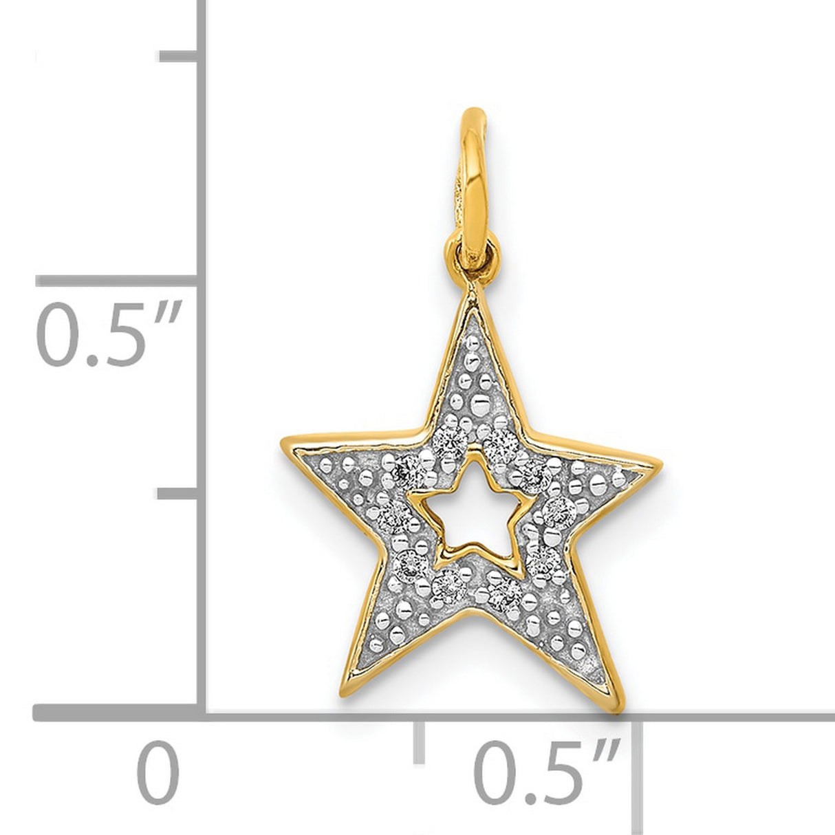 10k Yellow Gold Star Pendant with Cutout Star Design and White Accents for Women