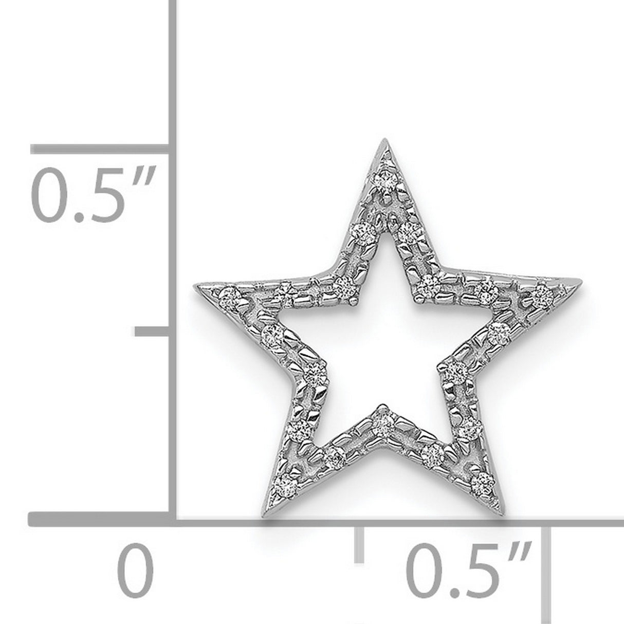 14k White Gold Star Pendant with Diamond Accents, Openwork Celestial Design for Women