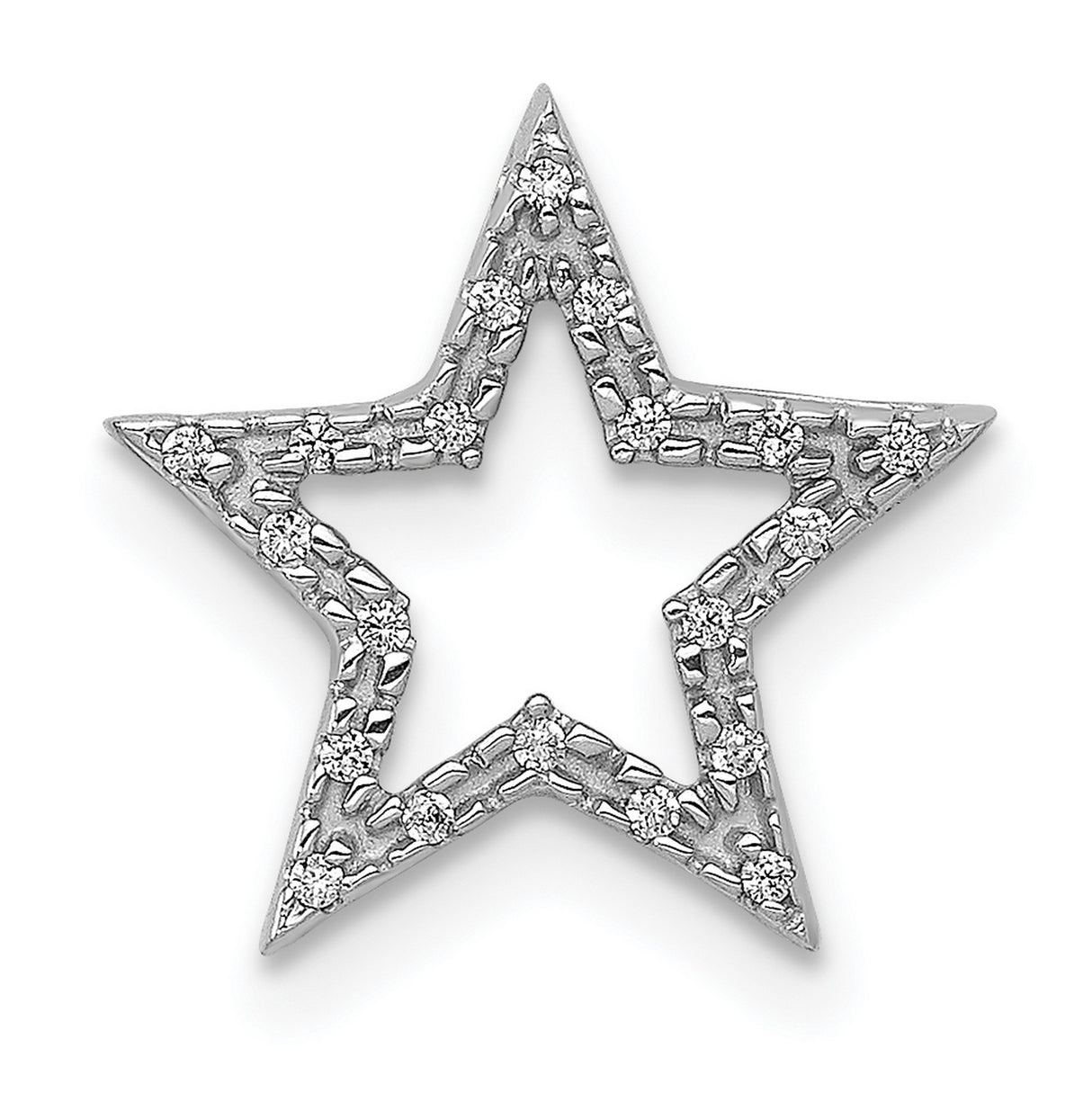 14k White Gold Star Pendant with Diamond Accents, Openwork Celestial Design for Women