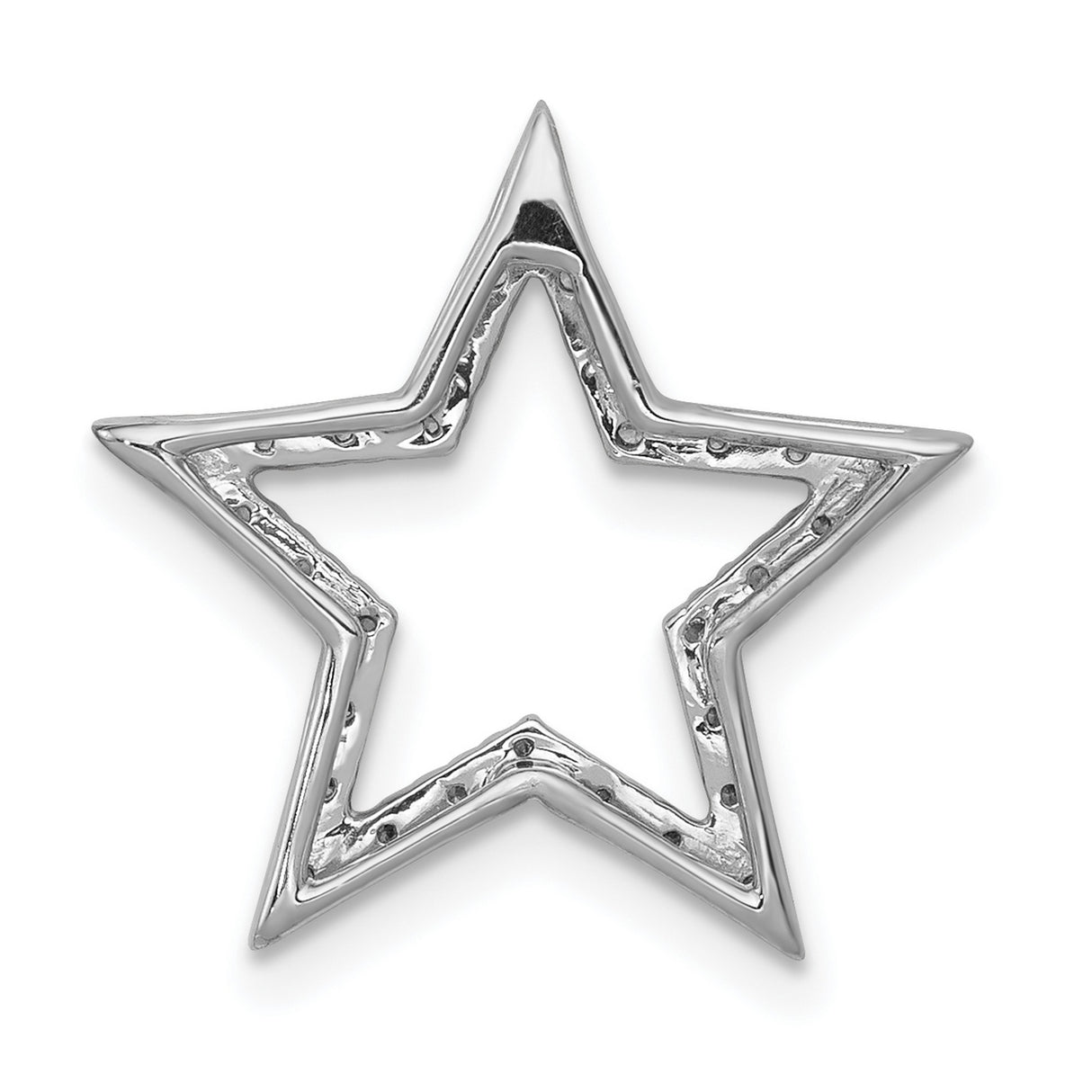 14k White Gold Diamond Star Pendant with Open Star Design, Celestial Jewelry for Women