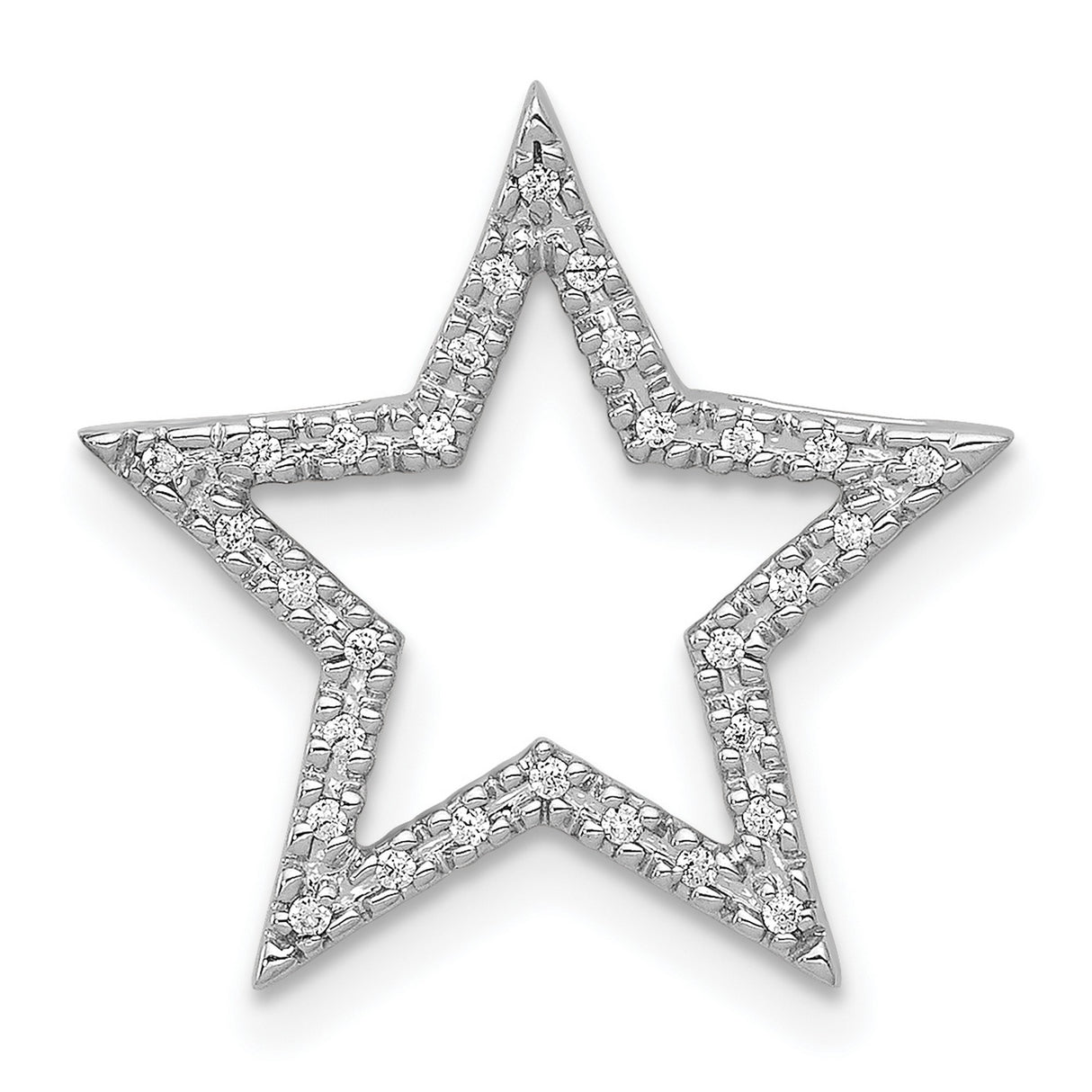 14k White Gold Diamond Star Pendant with Open Star Design, Celestial Jewelry for Women