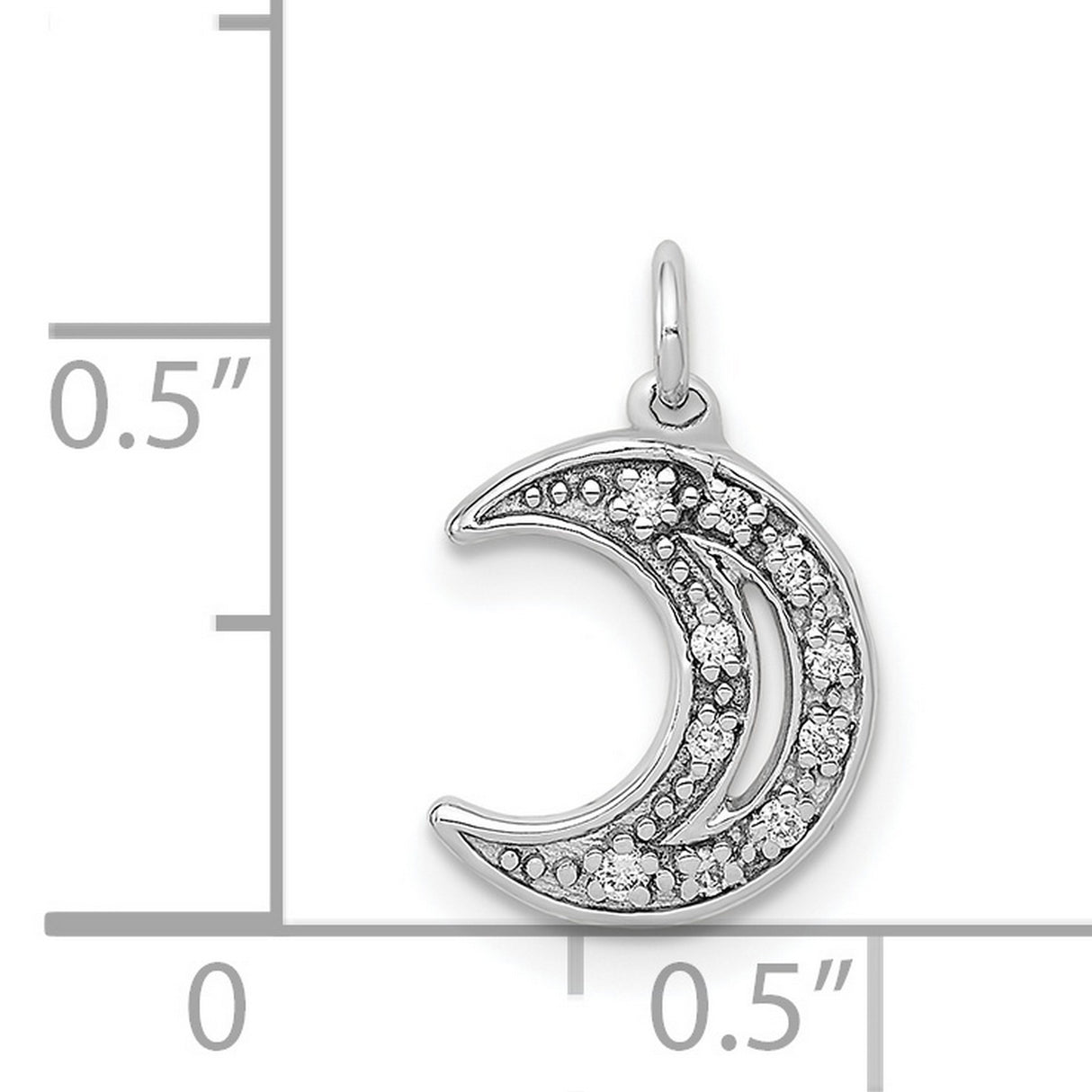 14k White Gold Crescent Moon Pendant with Diamond Accents, Celestial and Boho Jewelry for Women