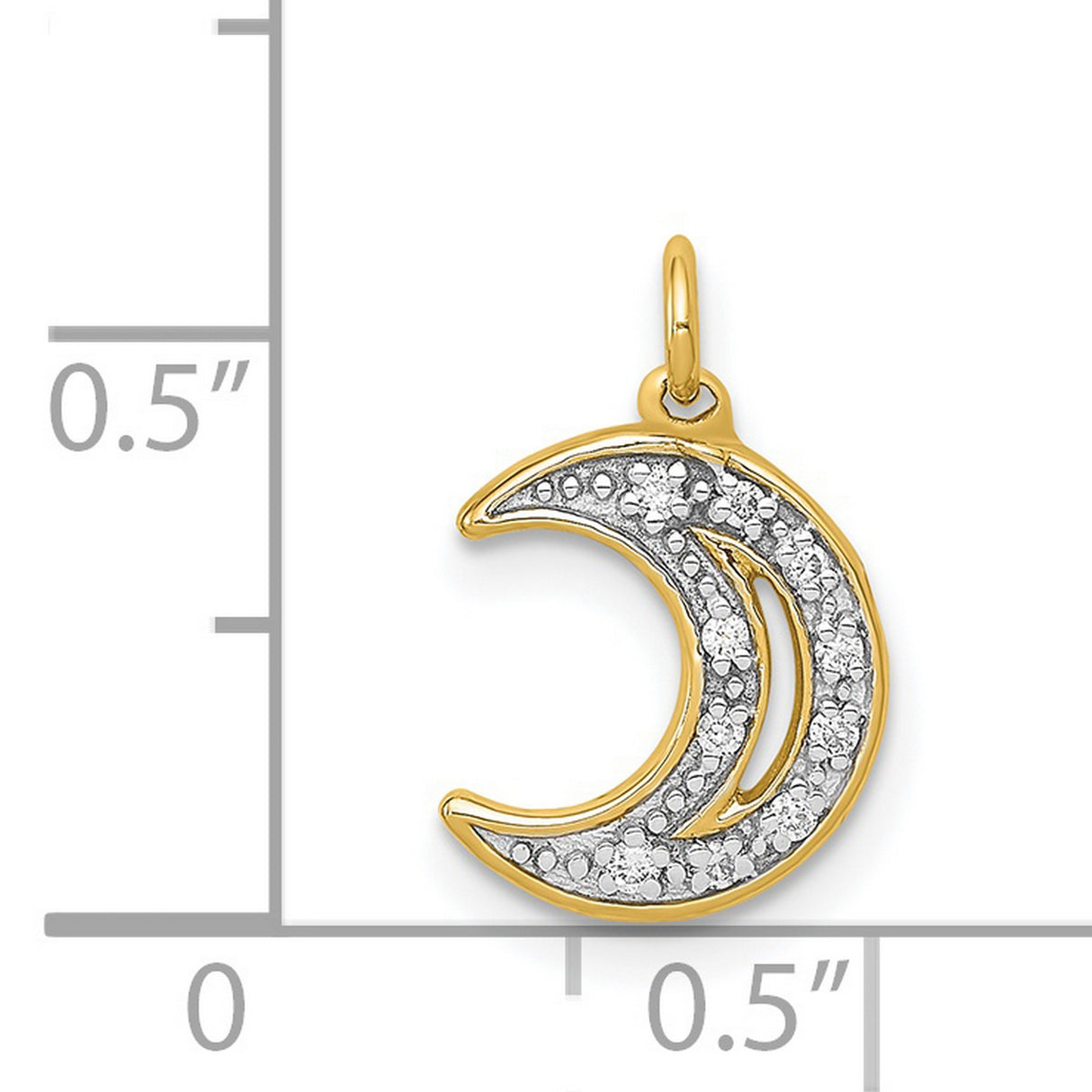14k Yellow Gold Crescent Moon Pendant with Diamond Accents, Celestial Boho Jewelry for Women
