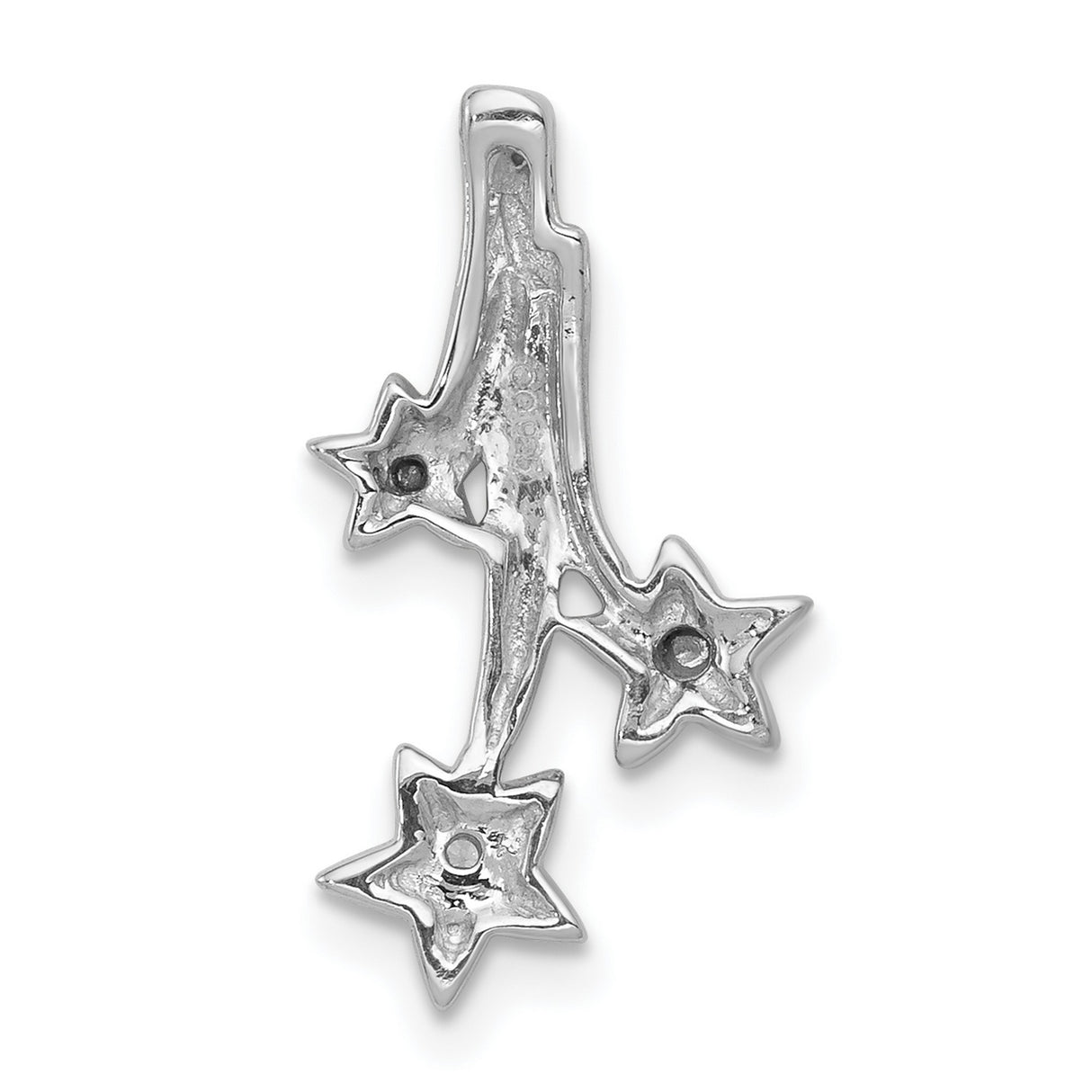 14k White Gold Shooting Star Pendant with Diamond Accents and Three Stars, Celestial Jewelry for Women
