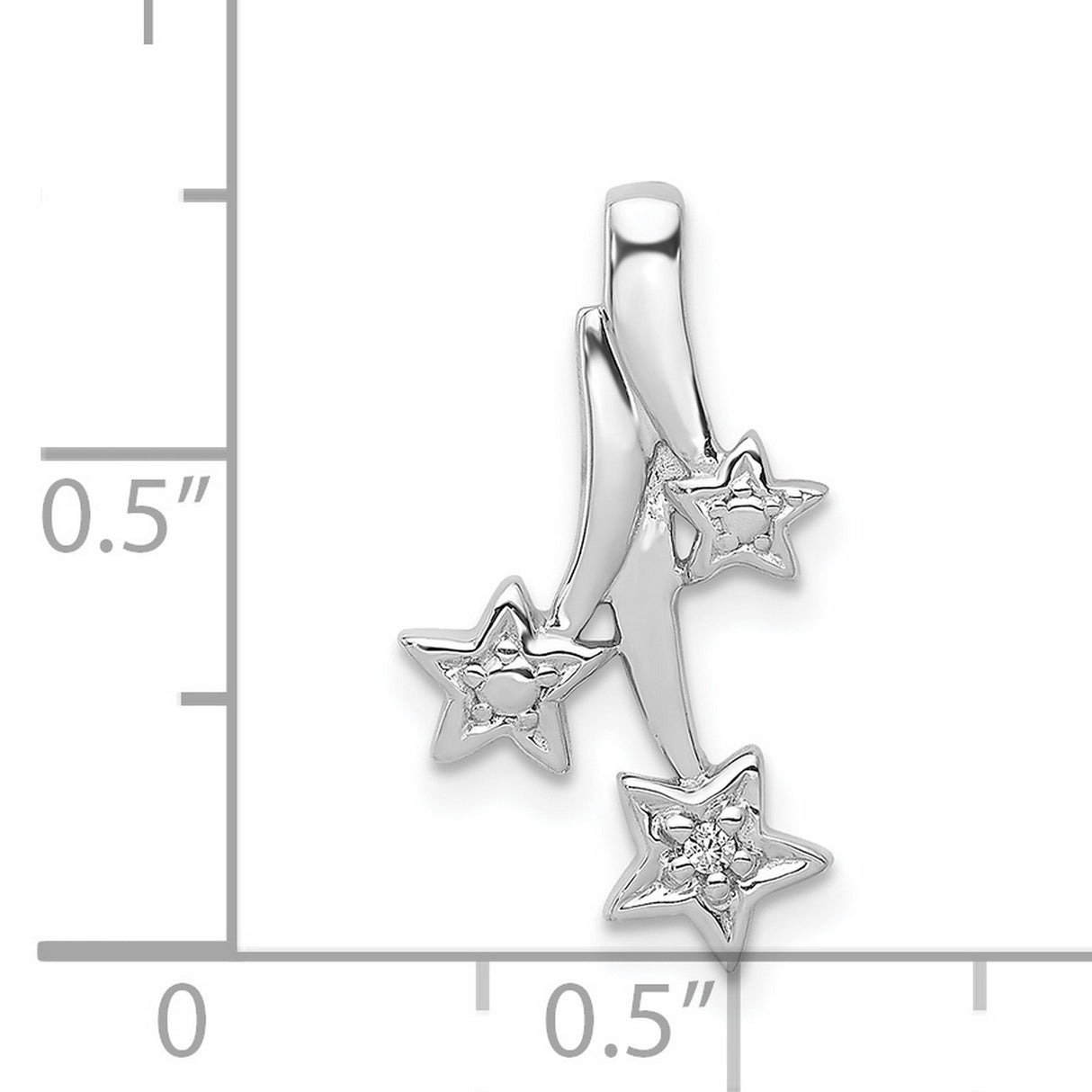 14k White Gold Shooting Star Pendant with Diamond Accents and Three Stars, Celestial Jewelry for Women