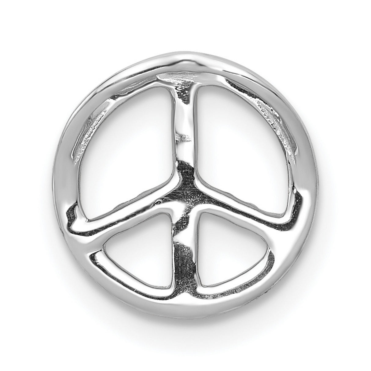 14k White Gold Peace Sign Pendant with Diamonds, Round Openwork Design, Boho Spiritual Charm