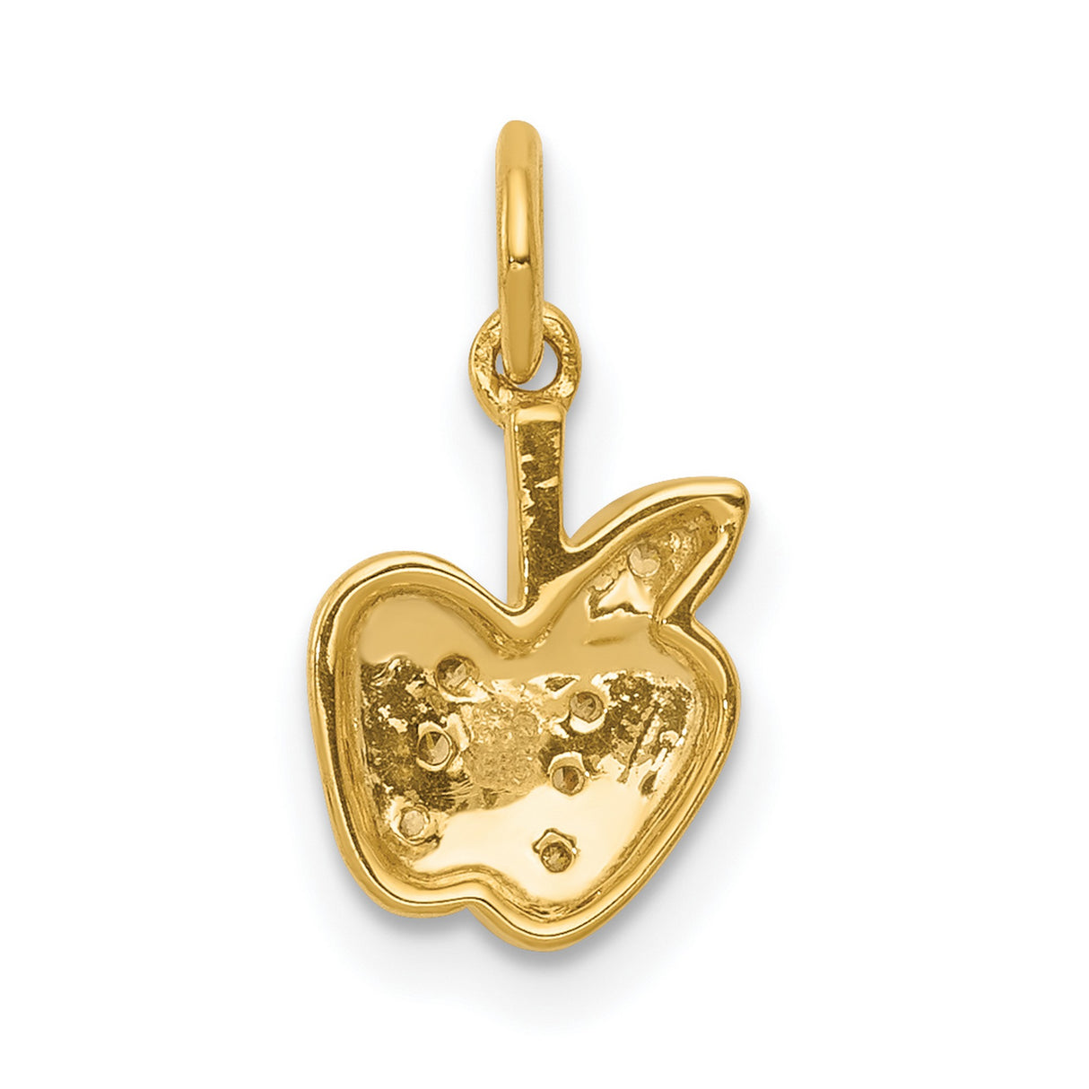 14k Yellow Gold Apple Shape Pendant with Diamond Cut Accents, Symbolic Charm for Women