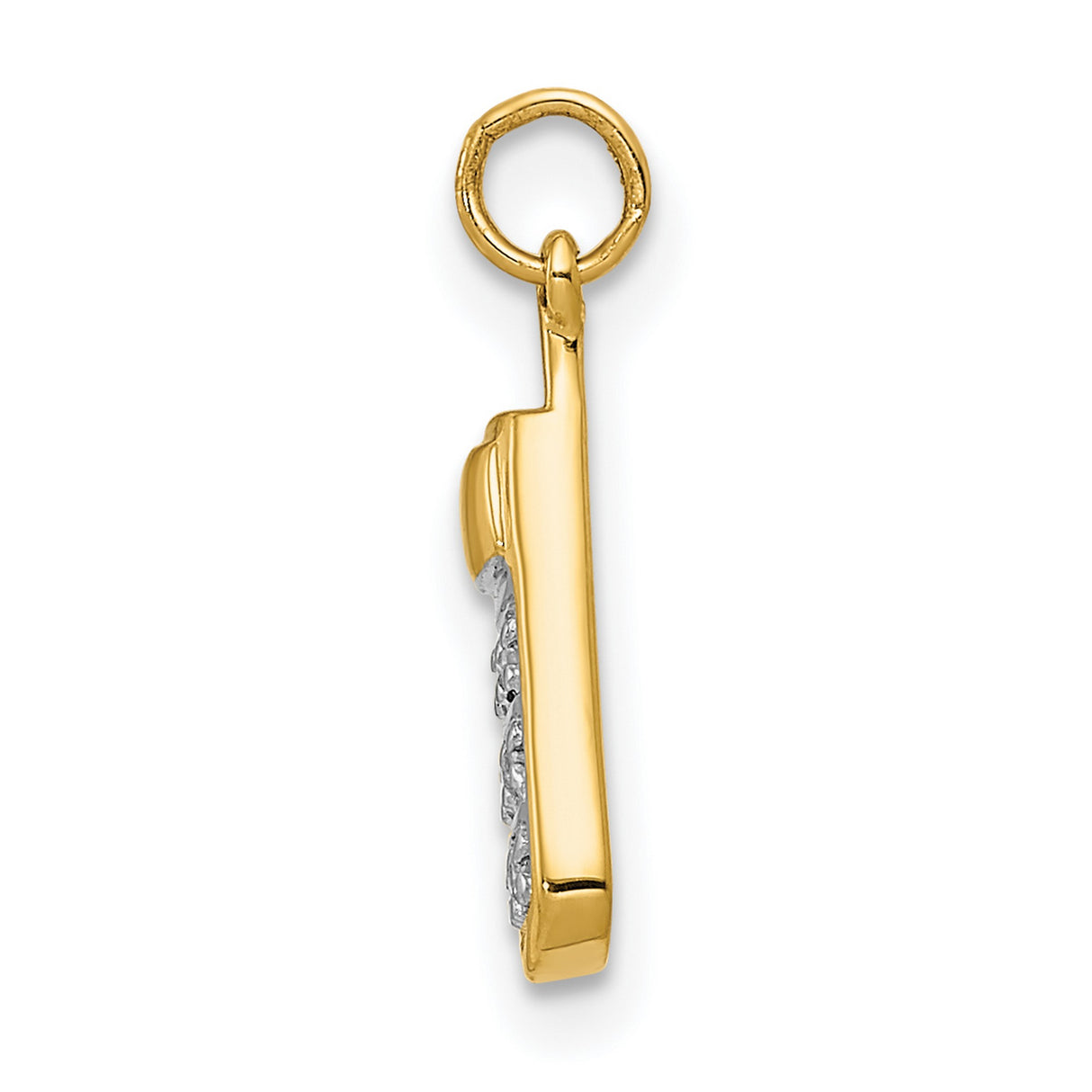 14k Yellow Gold Flip Phone Pendant with Diamond Keypad Accents, Retro Tech Style Charm