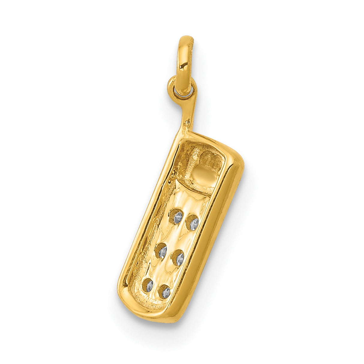 14k Yellow Gold Flip Phone Pendant with Diamond Keypad Accents, Retro Tech Style Charm
