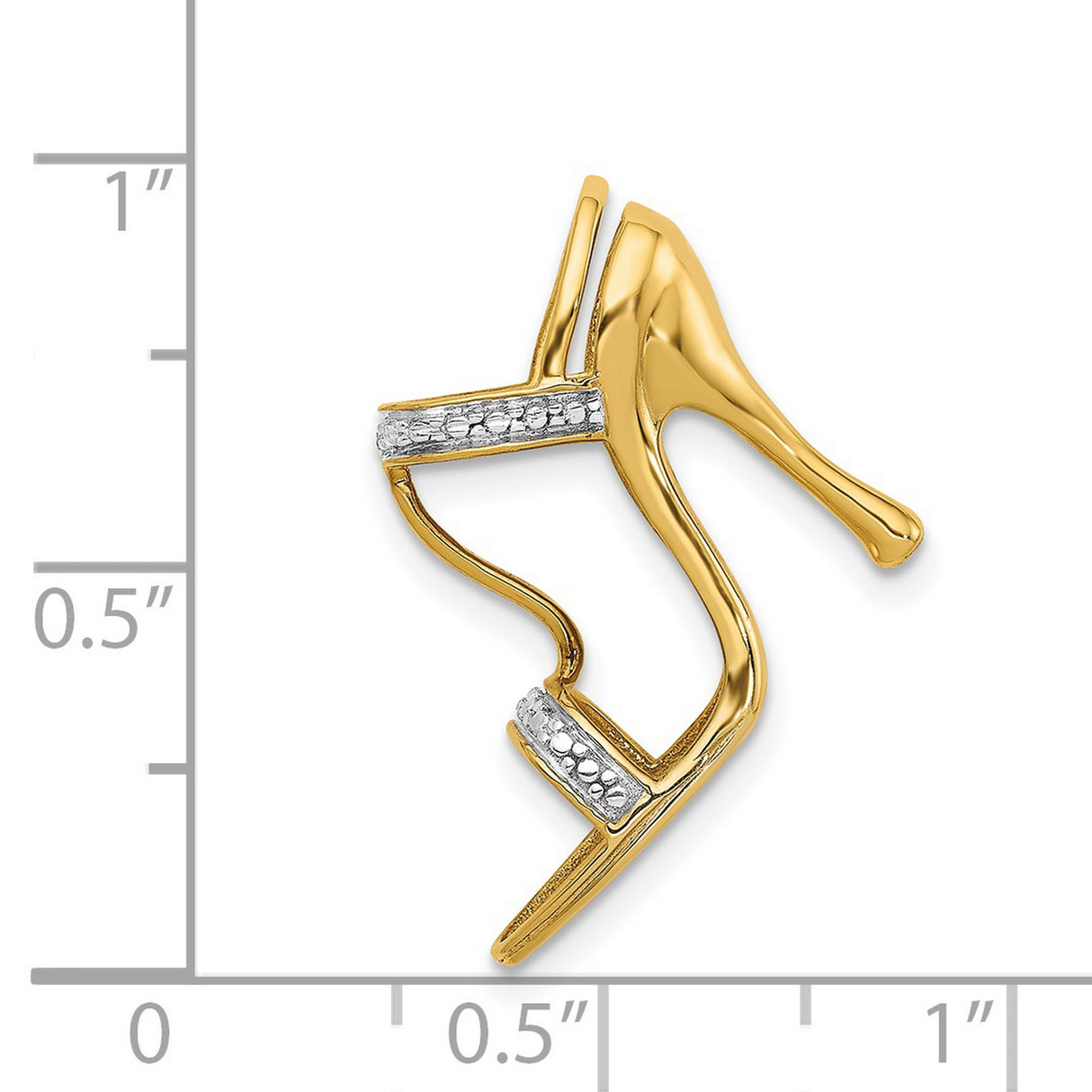 14k Multi-Tone Gold High Heel Pendant with Diamond, Stiletto Shoe Charm for Women