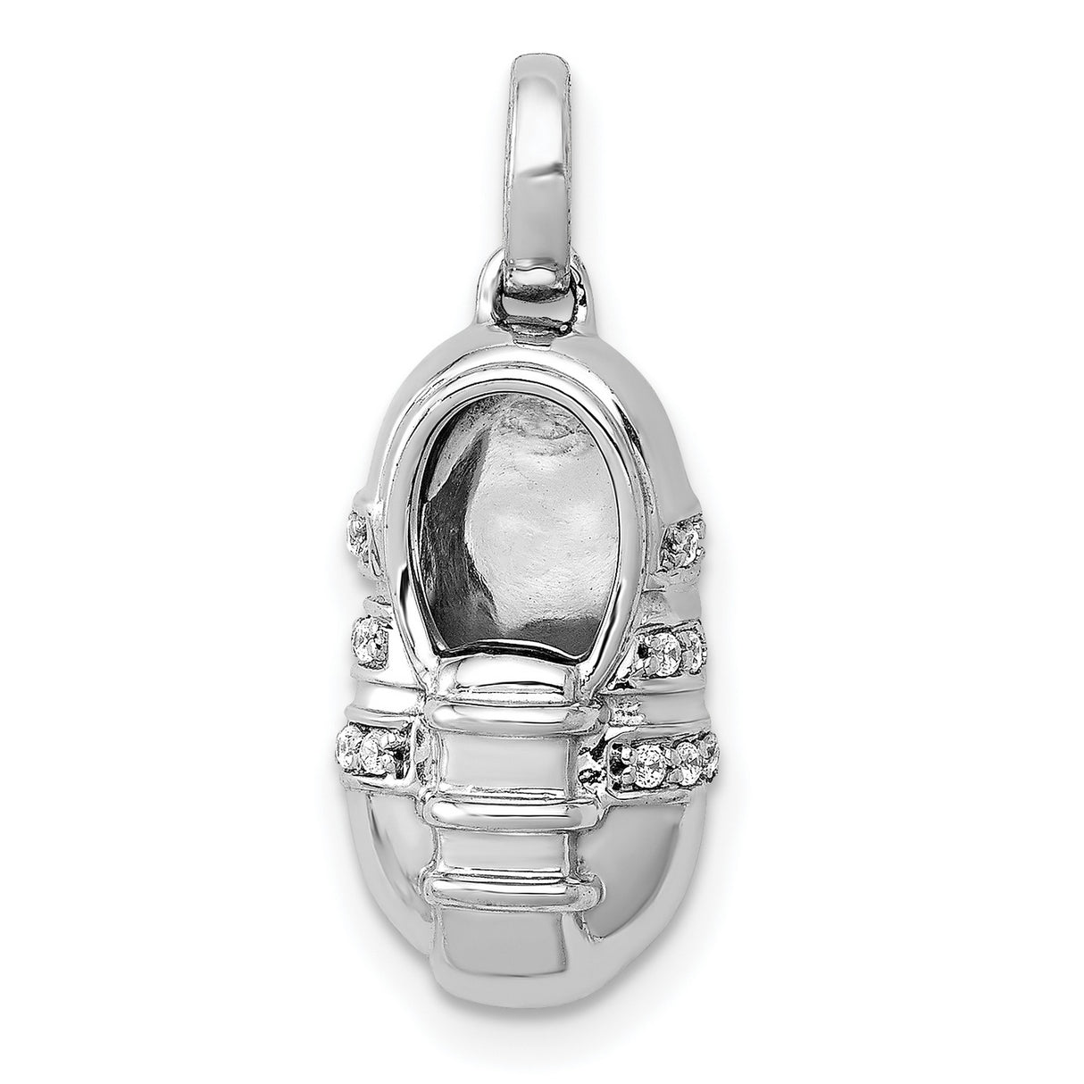 14k White Gold Baby Shoe Pendant with Diamond Accents, Sentimental Motherhood Charm