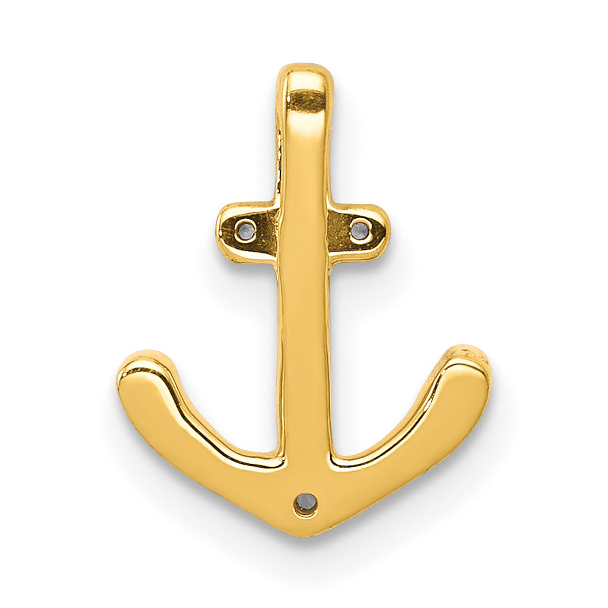 14k White Gold Anchor Pendant with Pave Diamond Accent, Nautical Christian Charm