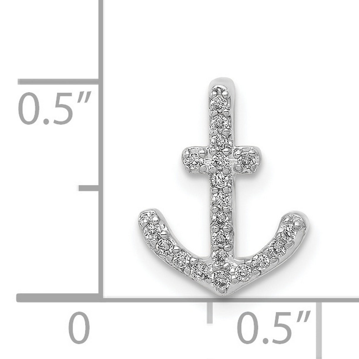 14k White Gold Anchor Pendant with Pave Diamond Accent, Nautical Christian Charm