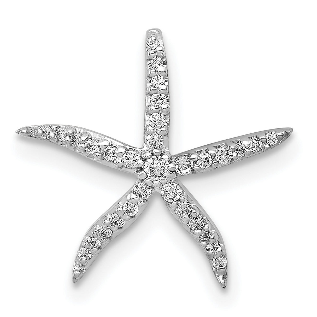 14k White Gold Starfish Pendant with Diamond Accents, Nautical Beach-Inspired Design for Women