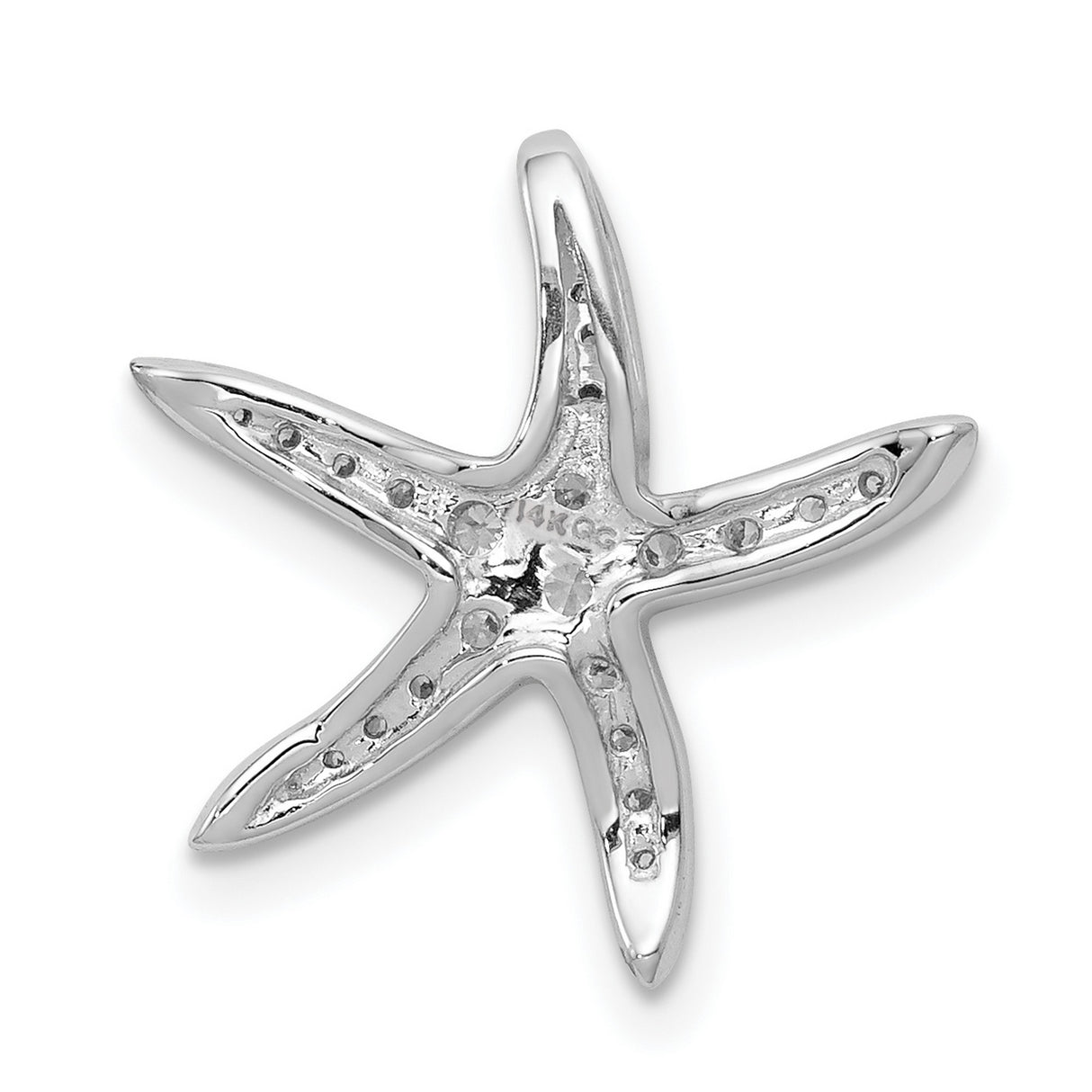 14k White Gold Starfish Pendant with Pavé Diamonds, Nautical Sea-Inspired Design for Women