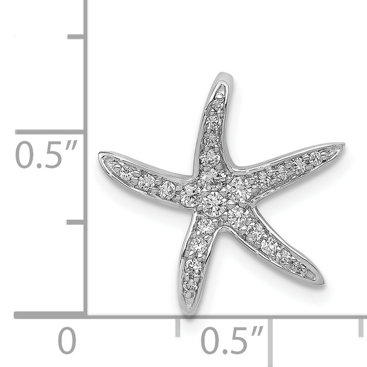14k White Gold Starfish Pendant with Pavé Diamonds, Nautical Sea-Inspired Design for Women