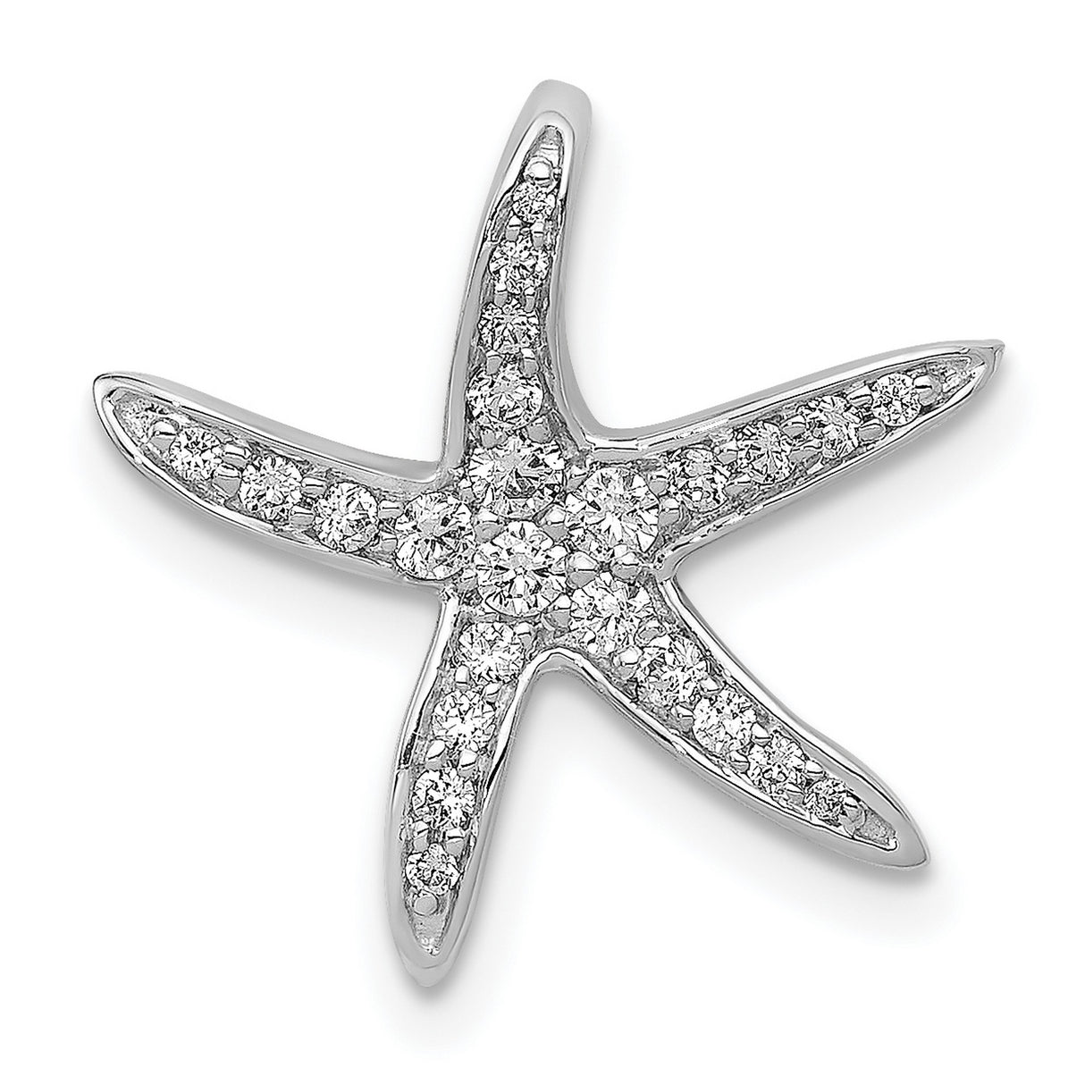 14k White Gold Starfish Pendant with Pavé Diamonds, Nautical Sea-Inspired Design for Women