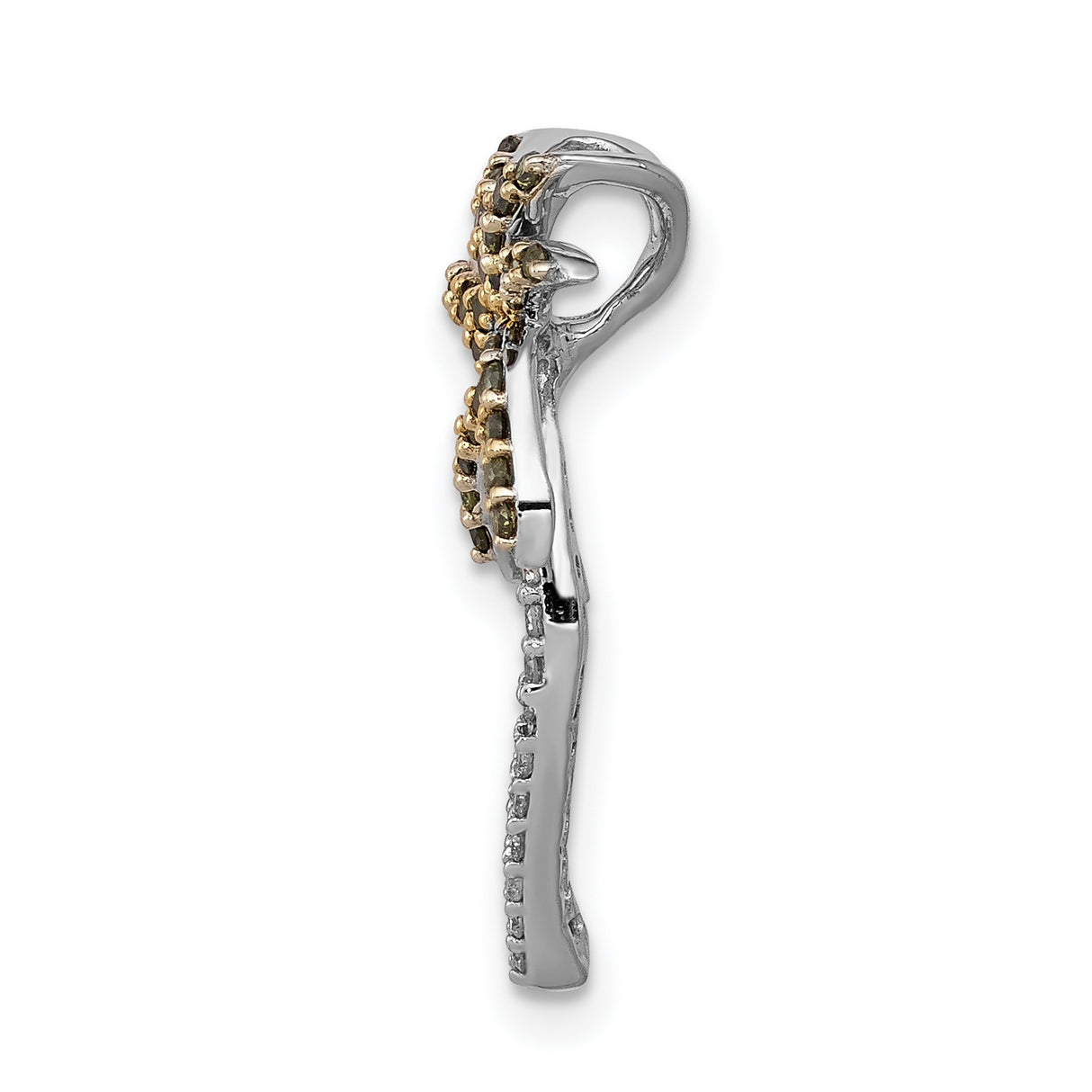 14k White Gold Palm Tree Pendant with Diamonds, Tropical Beach Style Jewelry for Women