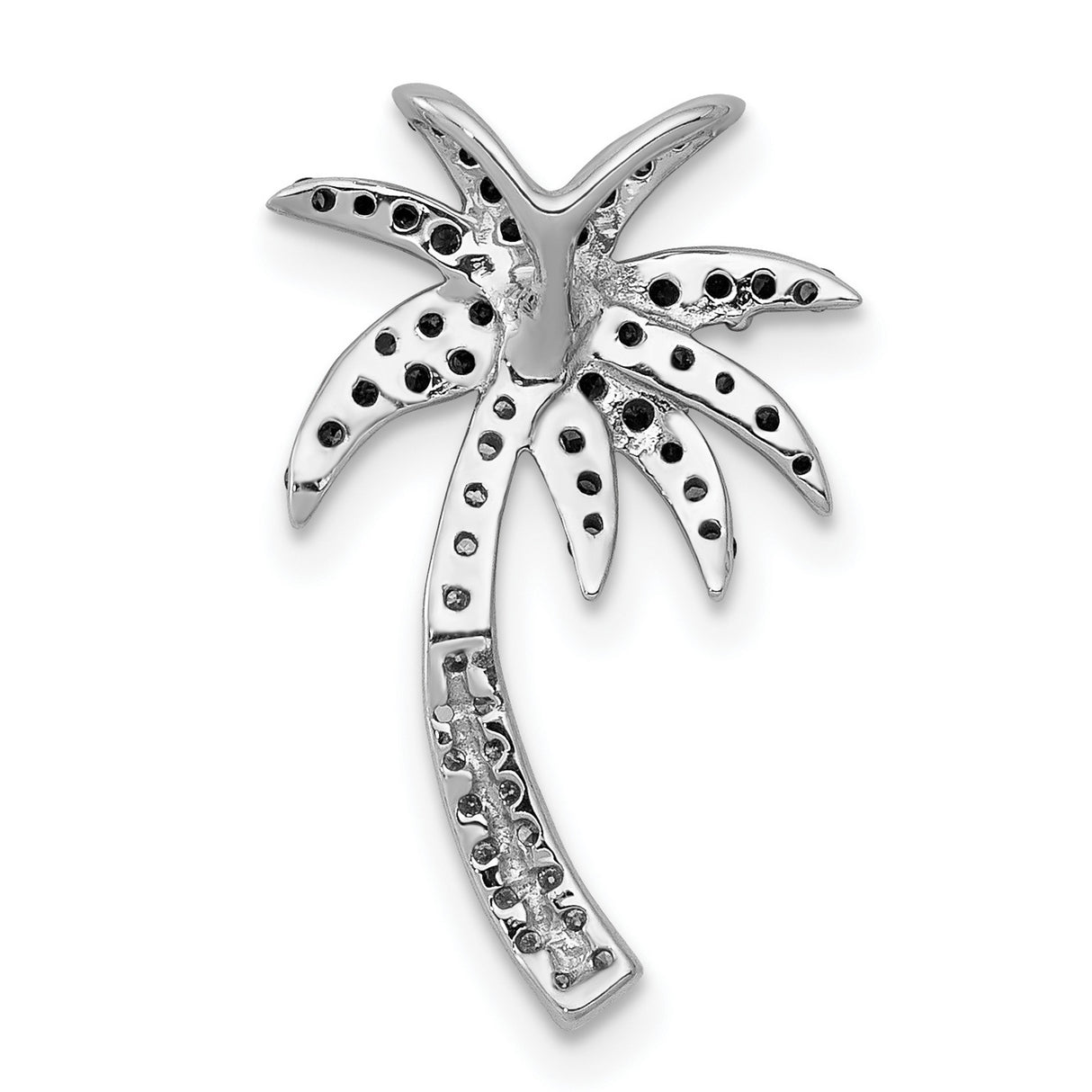 14k White Gold Palm Tree Pendant with Diamonds, Tropical Beach Style Jewelry for Women
