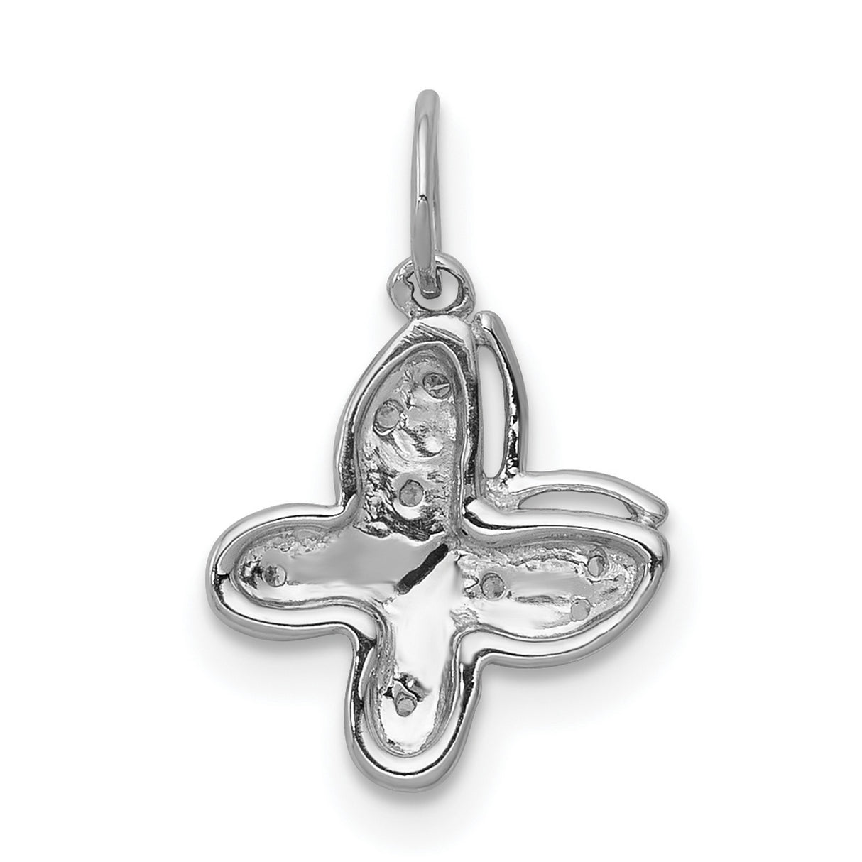 14k White Gold Butterfly Pendant with Diamond Accents, Nature-Inspired Design for Women