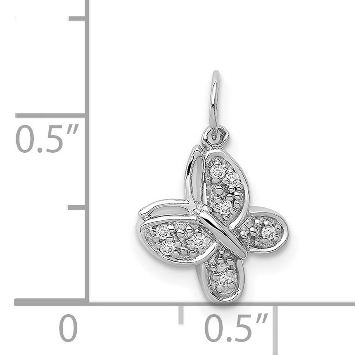 14k White Gold Butterfly Pendant with Diamond Accents, Nature-Inspired Design for Women