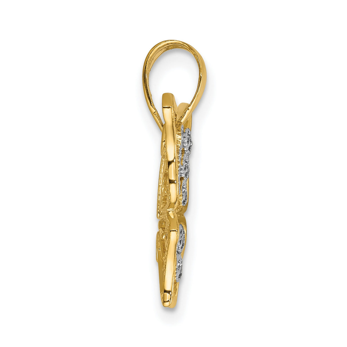 14k Two-Tone Gold Butterfly Pendant with Diamond Accents, Nature Inspired Jewelry for Women