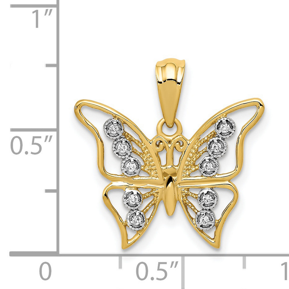 14k Two-Tone Gold Butterfly Pendant with Diamond Accents, Nature Inspired Jewelry for Women