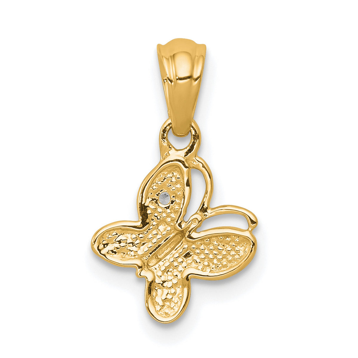 14k Yellow Gold Butterfly Pendant with Diamond Accent, Nature-Inspired Design for Women