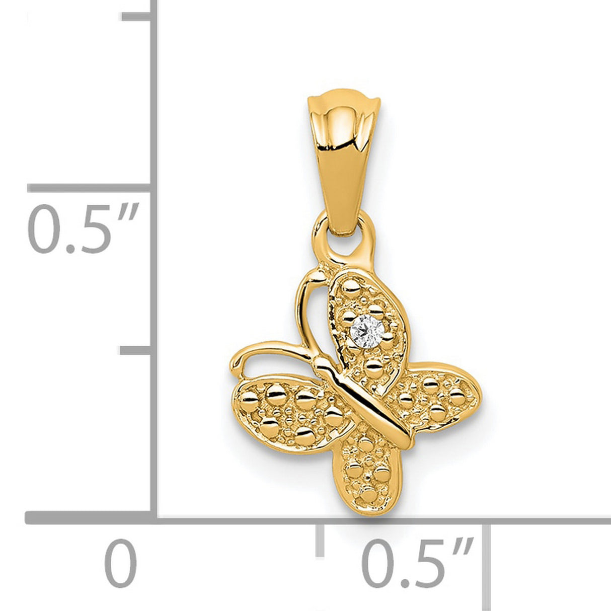 14k Yellow Gold Butterfly Pendant with Diamond Accent, Nature-Inspired Design for Women