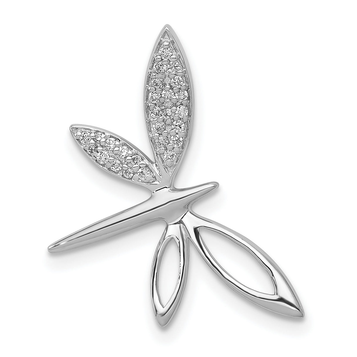 14k White Gold Dragonfly Pendant with Diamond Accents, Nature Inspired Jewelry for Women