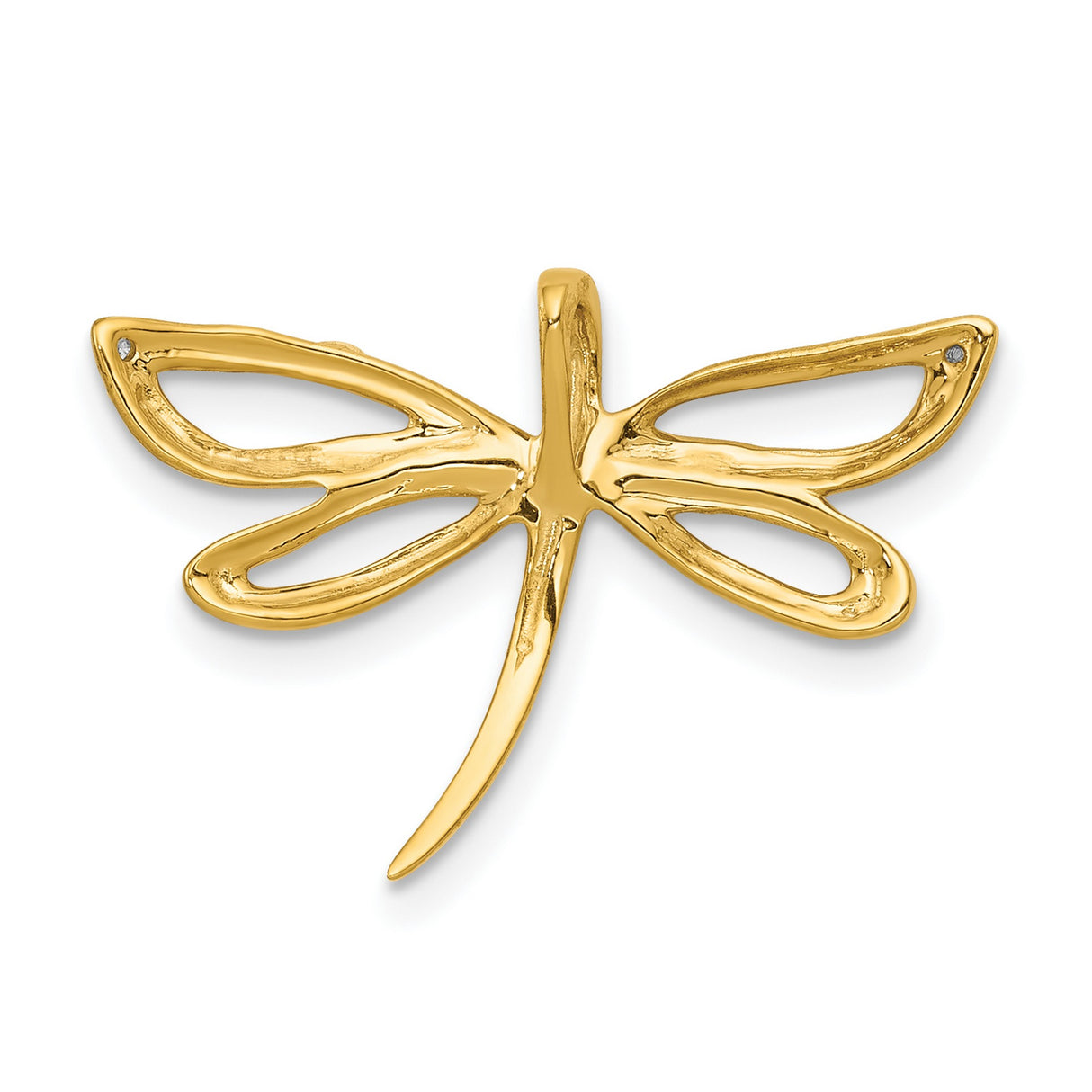 10k Yellow Gold Dragonfly Pendant with Openwork Wings and White Gold Accents