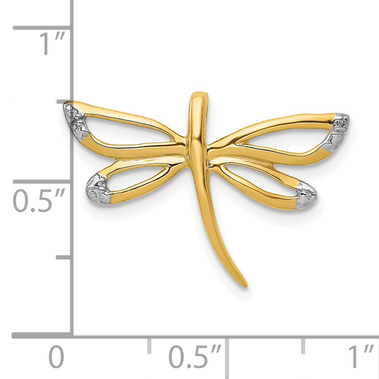 10k Yellow Gold Dragonfly Pendant with Openwork Wings and White Gold Accents