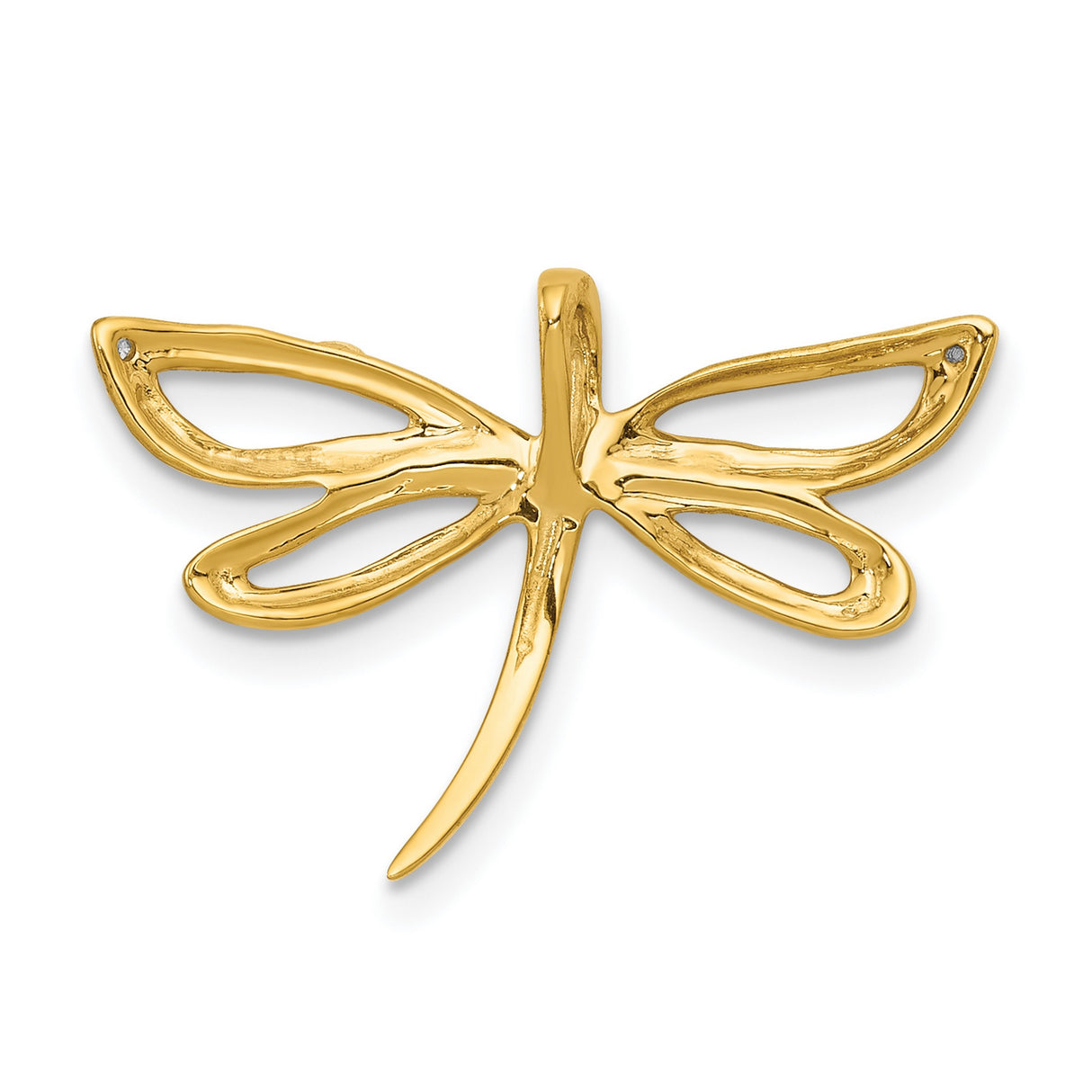 14k Multi-Tone Gold Dragonfly Pendant with Diamond Accents and Openwork Wings