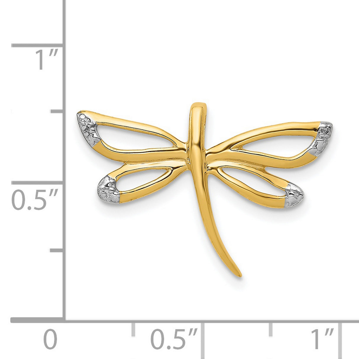 14k Multi-Tone Gold Dragonfly Pendant with Diamond Accents and Openwork Wings