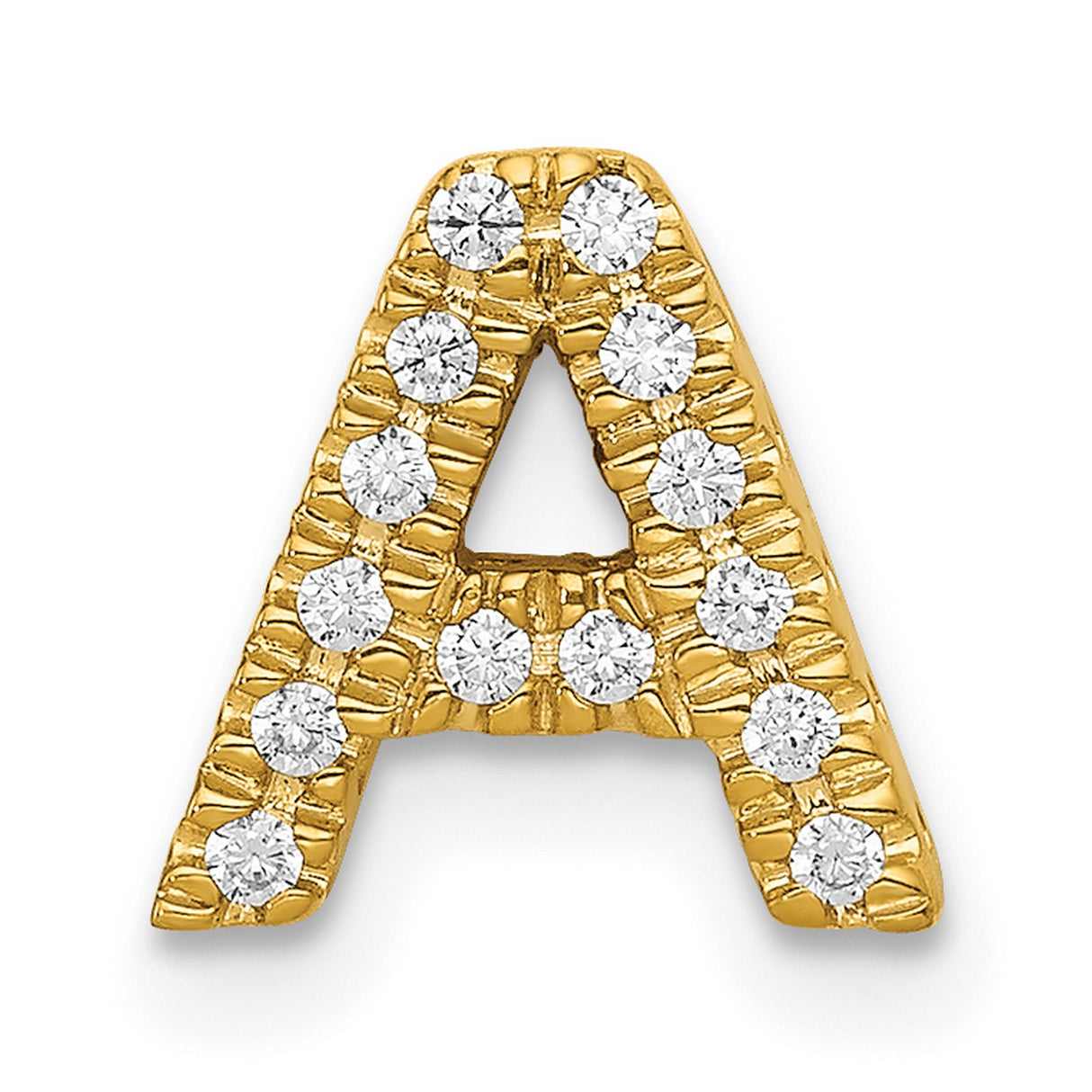 10k Yellow Gold Letter A Pendant with Cubic Zirconia, Alphabet Charm for Women