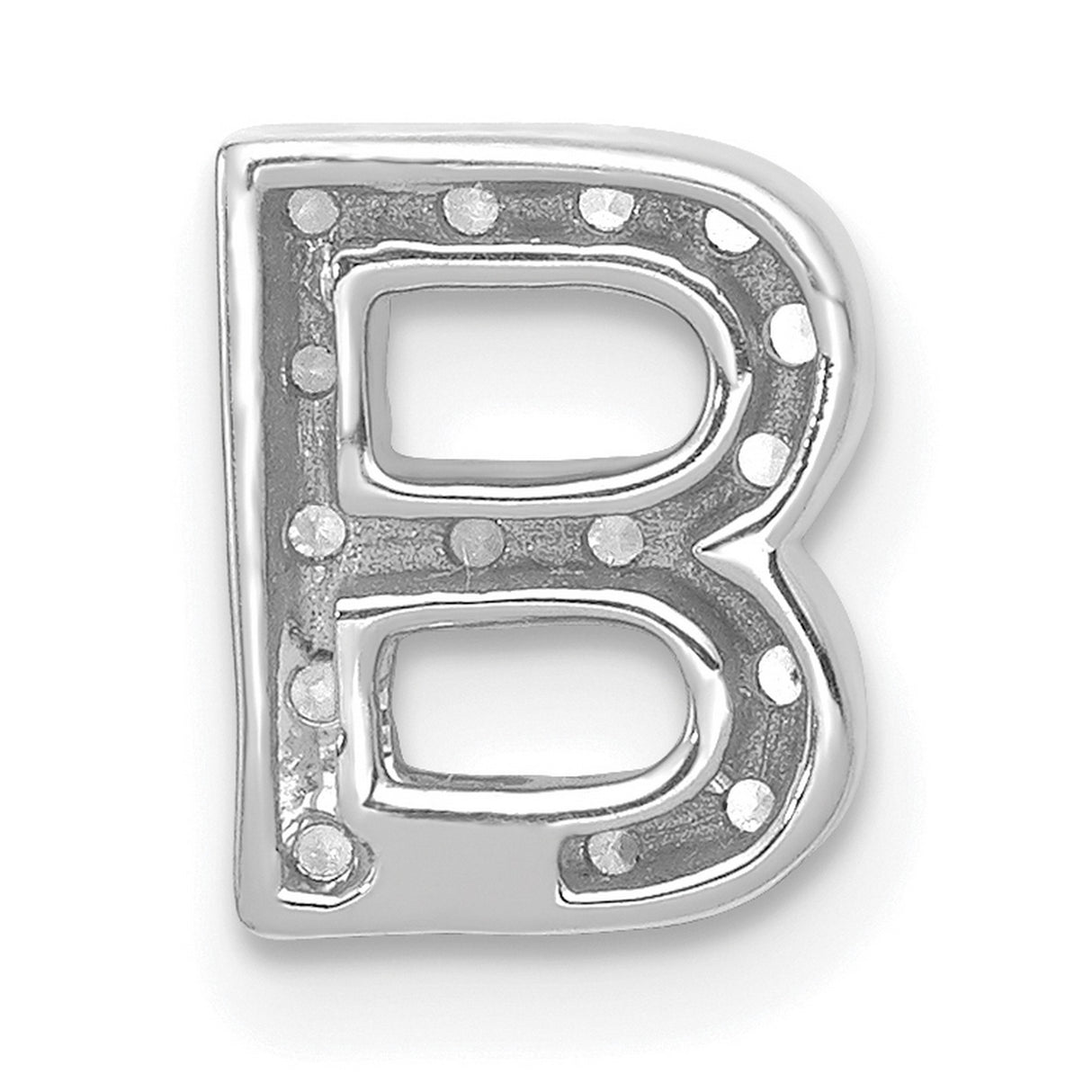 14k White Gold Diamond Letter B Pendant, Custom Monogram Charm for Women or Unisex Wear