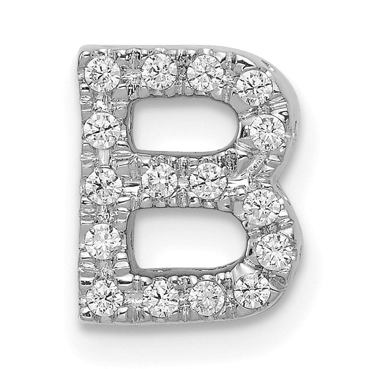 14k White Gold Diamond Letter B Pendant, Custom Monogram Charm for Women or Unisex Wear