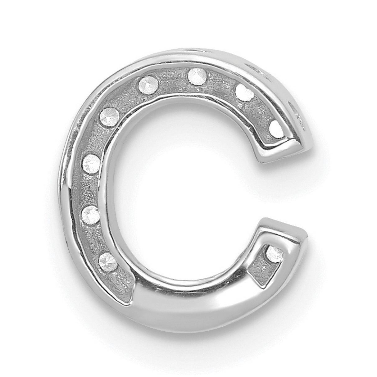 14k White Gold Diamond Initial C Pendant Charm, Script Letter Design for Women