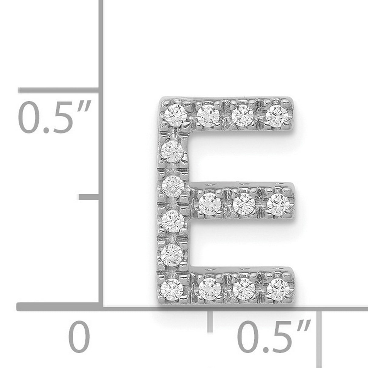 14k White Gold Diamond Letter E Pendant, Round Cut Alphabet Charm, Unisex Initial Jewelry