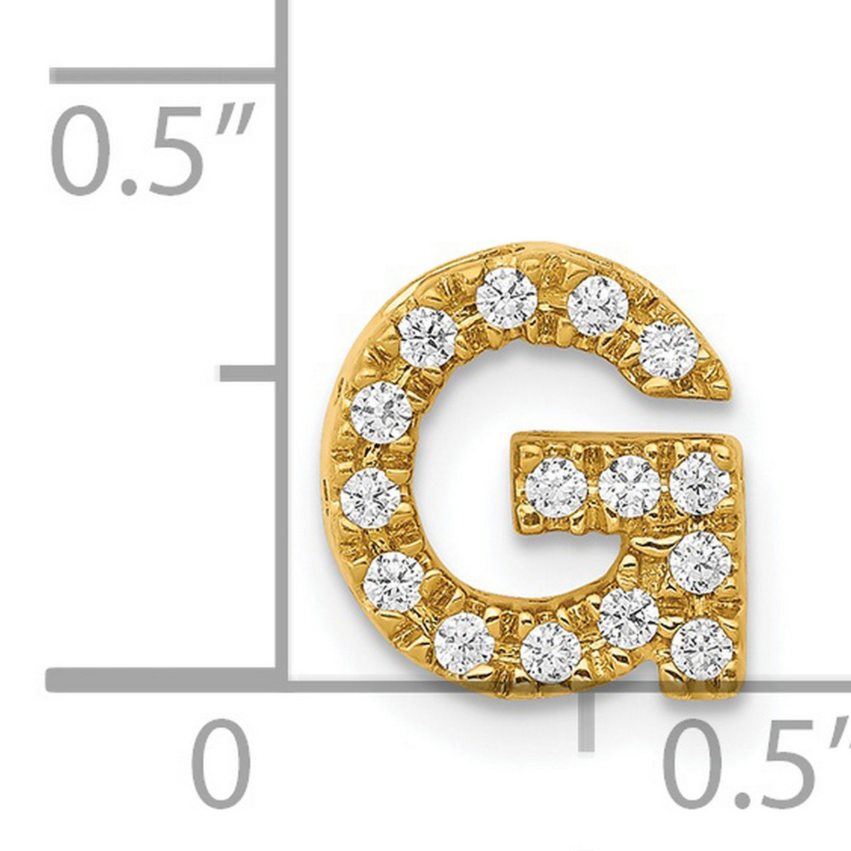 14k Yellow Gold Letter G Pendant with Diamonds, Dainty Alphabet Charm