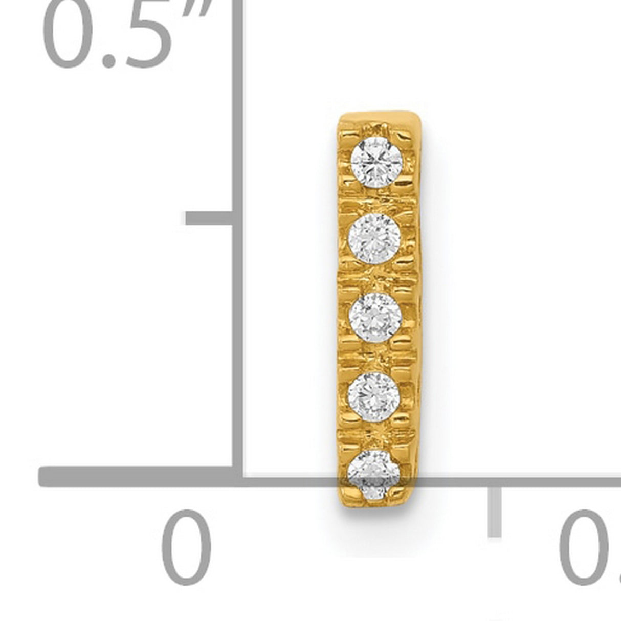 10k Yellow Gold Vertical Bar Pendant with Five Round Channel-Set Diamonds, Minimalist Style for Women