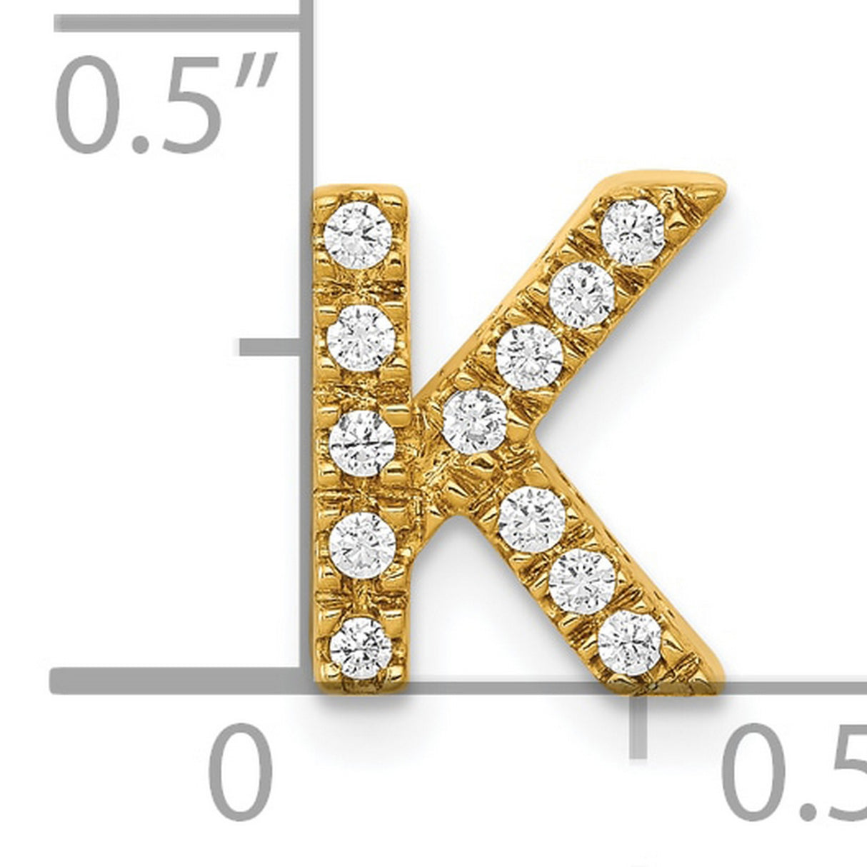 10k Yellow Gold Letter K Pendant with Diamond Accents, Block Initial Charm Design for Women