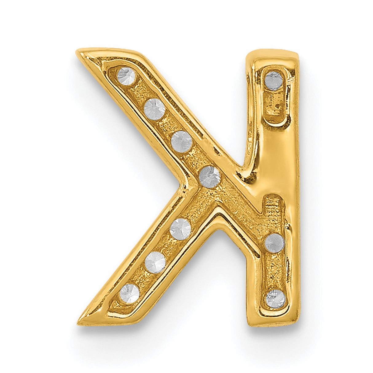 14k Yellow Gold Letter K Pendant with Diamonds, Pavé Initial Charm for Women or Unisex Wear