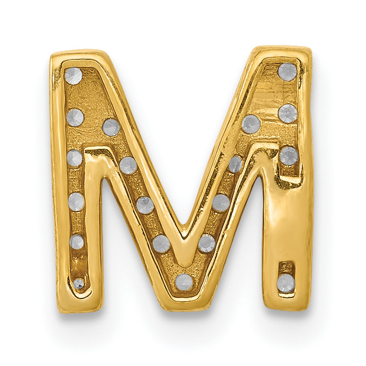 Diamond Letter M Initial Charm Pendant in Real 10k Yellow Gold
