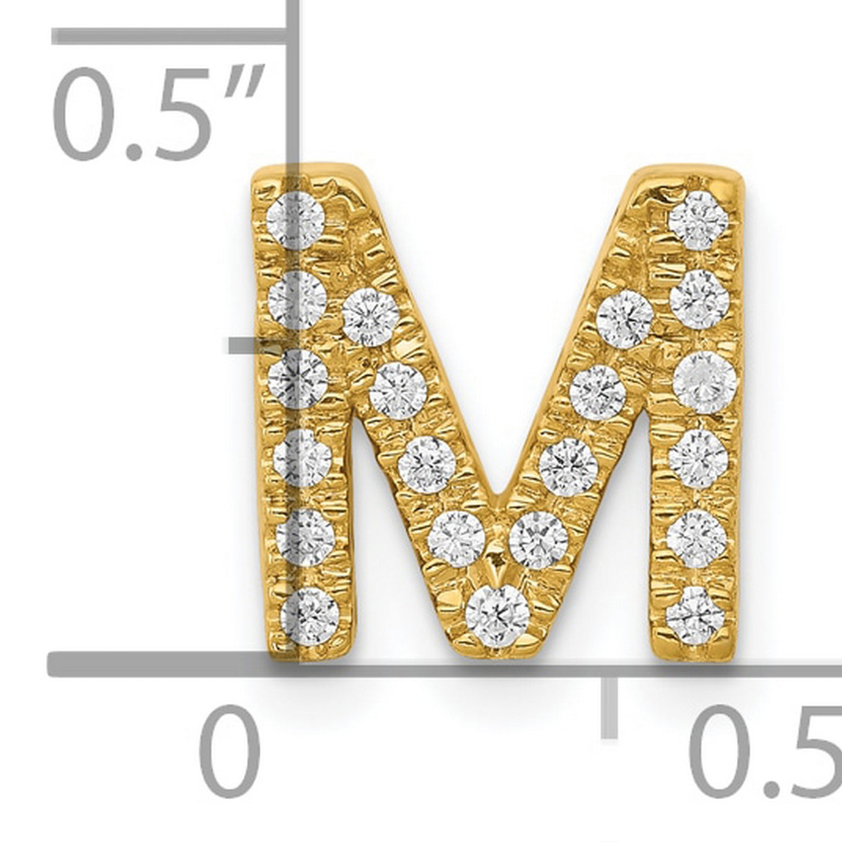 Diamond Letter M Initial Charm Pendant in Real 10k Yellow Gold